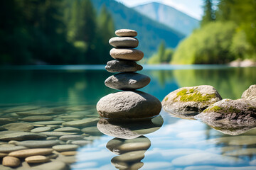 zen stones in water