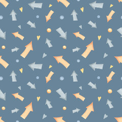 Watercolor pastel colors seamless pattern with hand drawn arrows