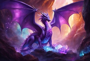 purple dragon in a cave