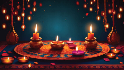 vector illustration of Traditional Pot lamp