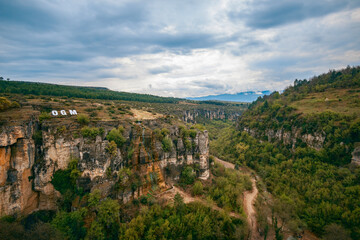 Fototapeta na wymiar Tokatlı Canyon, Safranbolu, Karabuk with a unique view of every shade of green.