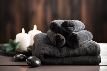 Obraz na płótnie Canvas basalt stones on a white towel ready for massage