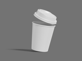 Realistic White Blank Coffee Cup Floating 3D Render Mockup