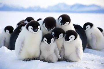Fototapeten group of penguins huddling for warmth © Alfazet Chronicles