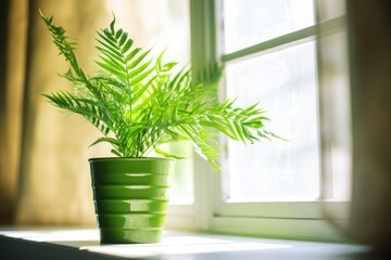 a green indoor plant enjoying the sunlight near an open window
