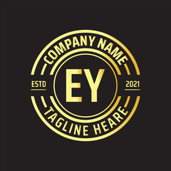 Professional simple Letter EY Circle Luxury Gold Color Vector Logo Template