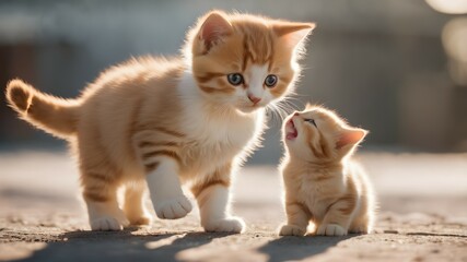 Naklejka na ściany i meble Cute orange kittens in various poses.Created by AI.