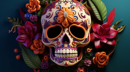 Day of the Dead. Decorated skulls. Celebration of life and death. Souls return to Earth