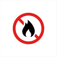 Obraz premium No fire vector sign. Flame not allowed. Flammable symbol. No flame sign icon