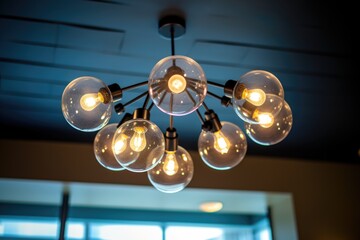 modern ceiling light fixture in a restaurant