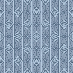 Japanese Flower Diamond Hexagon Vector Seamless Pattern