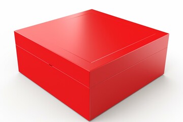 3D red box isolated on white. Generative AI - obrazy, fototapety, plakaty