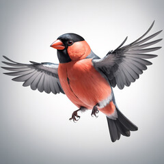 bullfinch bird on white background