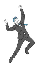 ジャンプする元気な若い男性会社員