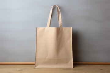 Mockup shopper tote bag handbag on isolated grey background. Generative AI. - obrazy, fototapety, plakaty