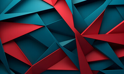 Abstract Arrangement: Geometric Shapes in Teal and Red, Modern Decorative Design