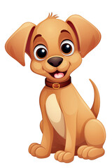 cute dog puppy on white isolated background. Cartoon character. Generative AI illustration