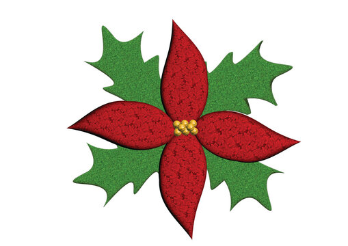 3D Green and Red Christmas Flower