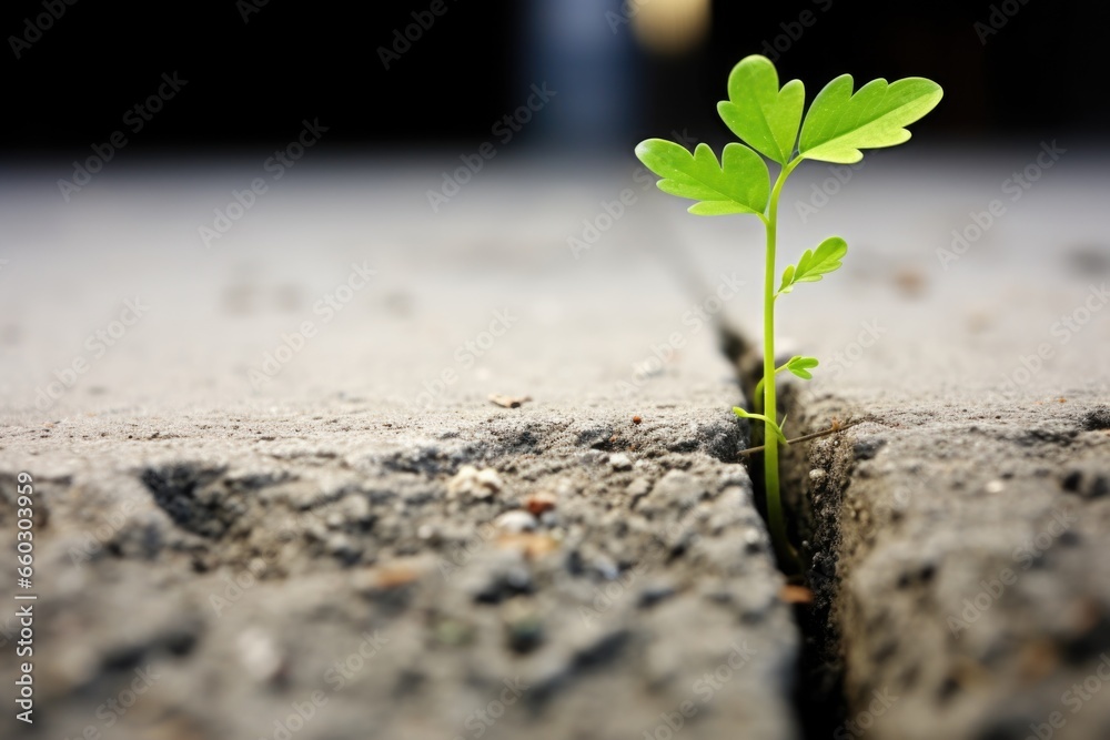 Sticker small plant pushing through concrete