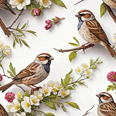 sparrow bird on white background