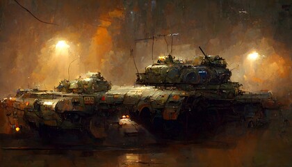 conceptart Illustration sheet military tank vehicle with guns beams of light high quality ultra detailed 