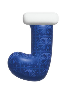 3D Blue Christmas Sock