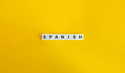 Spanish. Letter Tiles on Yellow Background. Minimal Aesthetic.