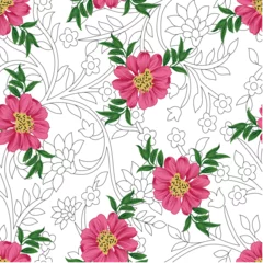  seamless allover vector flower with paisley design pattern on white background © Chandni Patel
