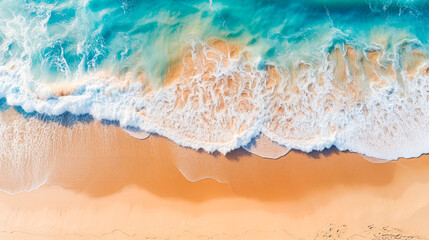 Relaxing aerial beach scene, summer vacation holiday template banner