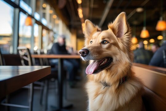 Dog At A Pet-friendly Restaurant In A Secured Area