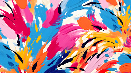 Explosion of Colors: Dynamic Abstract Brushstrokes, burst of colors emerges through dynamic brushstrokes, creating an exuberant and lively abstract painting