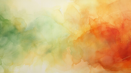 Red, yellow and green watercolor abstract background with round drops and gold glitter - Powered by Adobe