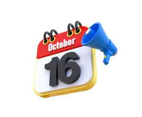 16 October Calendar 3d