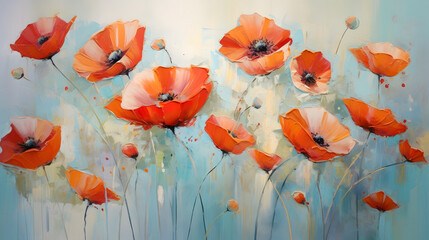 Captivating Brushstroke Art: Expressive Abstract Poppies in Vibrant Colors