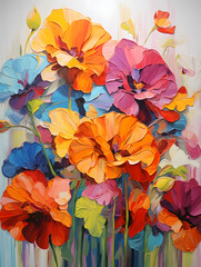 Captivating Brushstroke Art: Expressive Abstract Poppies in Vibrant Colors
