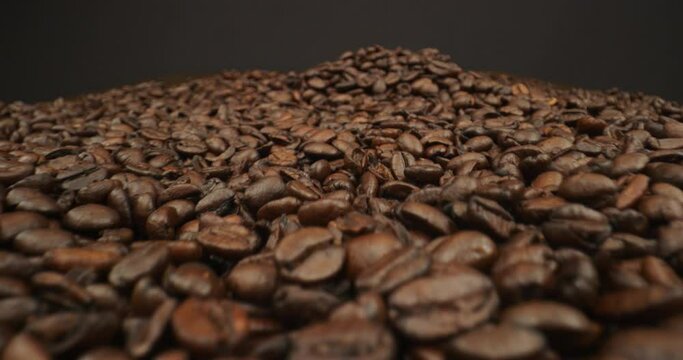 Coffee beans fly over and back scope lens macro