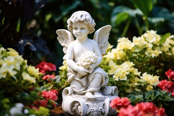 Fototapeta premium statue of angel in a garden