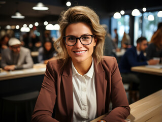 Fototapeta premium portrait of woman in cafe