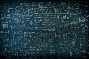 Blackboard scientific formulas. Vintage texture theory study formula. Generate Ai