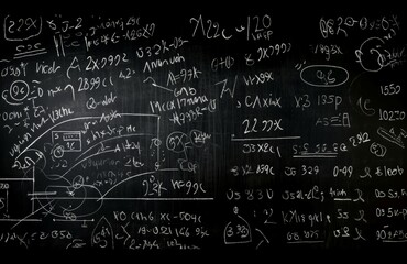 Blackboard scientific formulas lesson. School new lesson with old teacher. Generate Ai