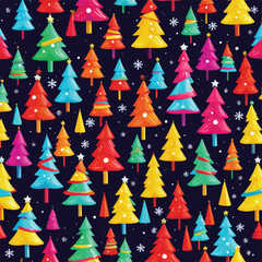 Colorful Christmas tree vibrant bold vivid colors design vector illustrations. Aqua and Coral Christmas Glow