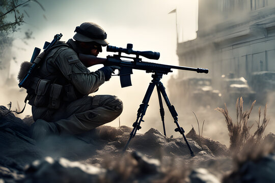 Sniper sniping on the battlefield
Generative AI