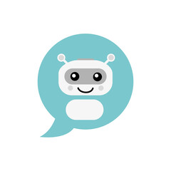 Robot icon. Chat Bot sign for support service concept. Chatbot character flat style.