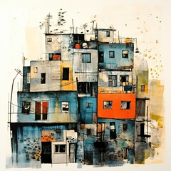 Fototapeta premium favelas, cartoon