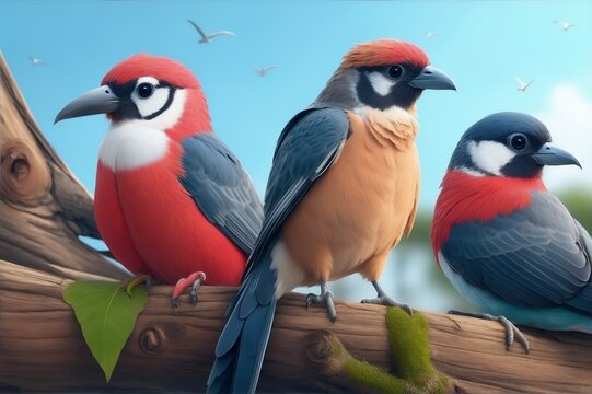 red and blue birds