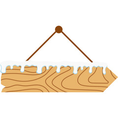 Wooden Sign With Snow Ice Caps