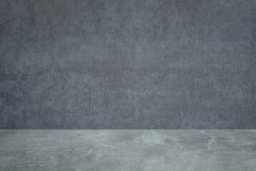 concrete shelf or table top on textile background - obrazy, fototapety, plakaty