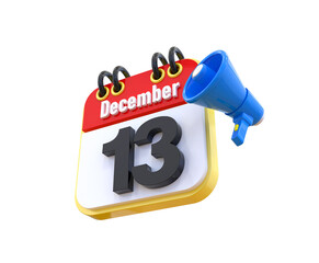 13 December Calendar 3d 