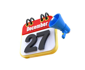 27 December Calendar 3d 