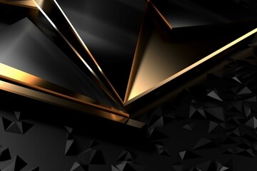 Abstract and elegant black triangle corner with a polygonal edge. Glowing lines and modern shine on a premium corporate template for royal awards. Luxurious certificate. Generative AI